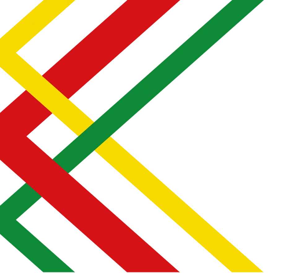 Logo Markt Kaufering - stilisiertes K in den Farben rot, gelb, grün